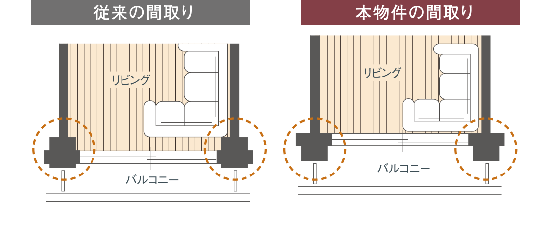 室内の柱を目立たなくする設計